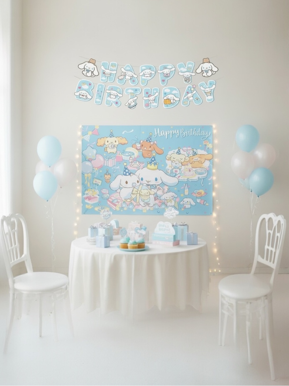 Sanrio Cinnamoroll Pastel Blue Happy Birthday Banner & Backdrop Set